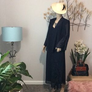 R&M Richards Navy Blue Dress/W embellishments